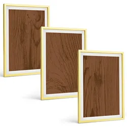 BILDER SET 3er Set - 40x60 cm Goldrahmen - Holzstruktur, Rinde, Minimalismus