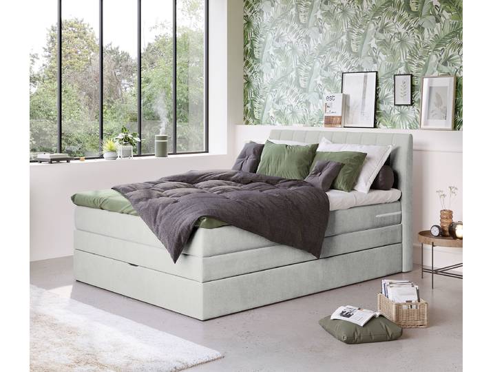 Lit boxspring 140 x 200cm Microfibre Senga Gris