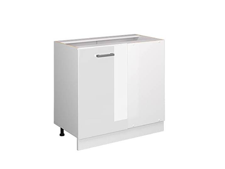 Vicco Eckschrank für Hausrat R-Line, Weiß Hochglanz, 86 cm