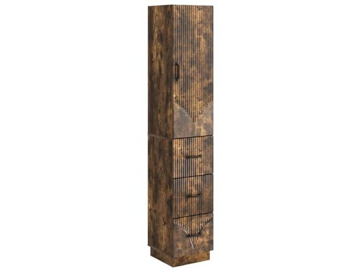 KUPTYERFG Schrankset 2-teilig Geräucherte Eiche 33 x 34,5 x 87 cm Kombination aus Schubladenschrank und Wandschrank aus Holzwerkstoff mit Metallgriffen für Flur, Büro und Wohnzimmer.