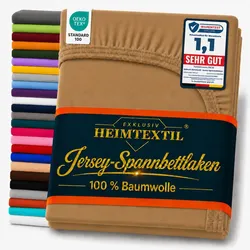 EXKLUSIV HEIMTEXTIL Jersey Spannbettlaken Premium 200 x 220 cm Nougat