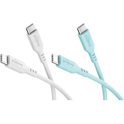 GOOBAY 81259 - Sync- & Ladekabel, USB-C, Silikon, 1,5 m, türkis & weiß, 2er Set