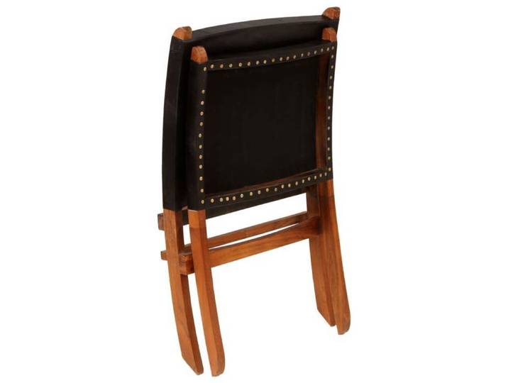 Confortable Chaise de relaxation 1place pliable Noir Cuir véritable __23144