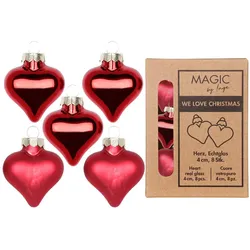 8 Glasherzen 4cm Christbaumschmuck Weihnachtskugeln Weihnachtsbaumschmuck rot