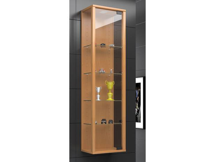Vitrine suspendue Stano Mini 33 x 113 x 18cm Sans éclairage Bois/Marron/Imitation hêtre