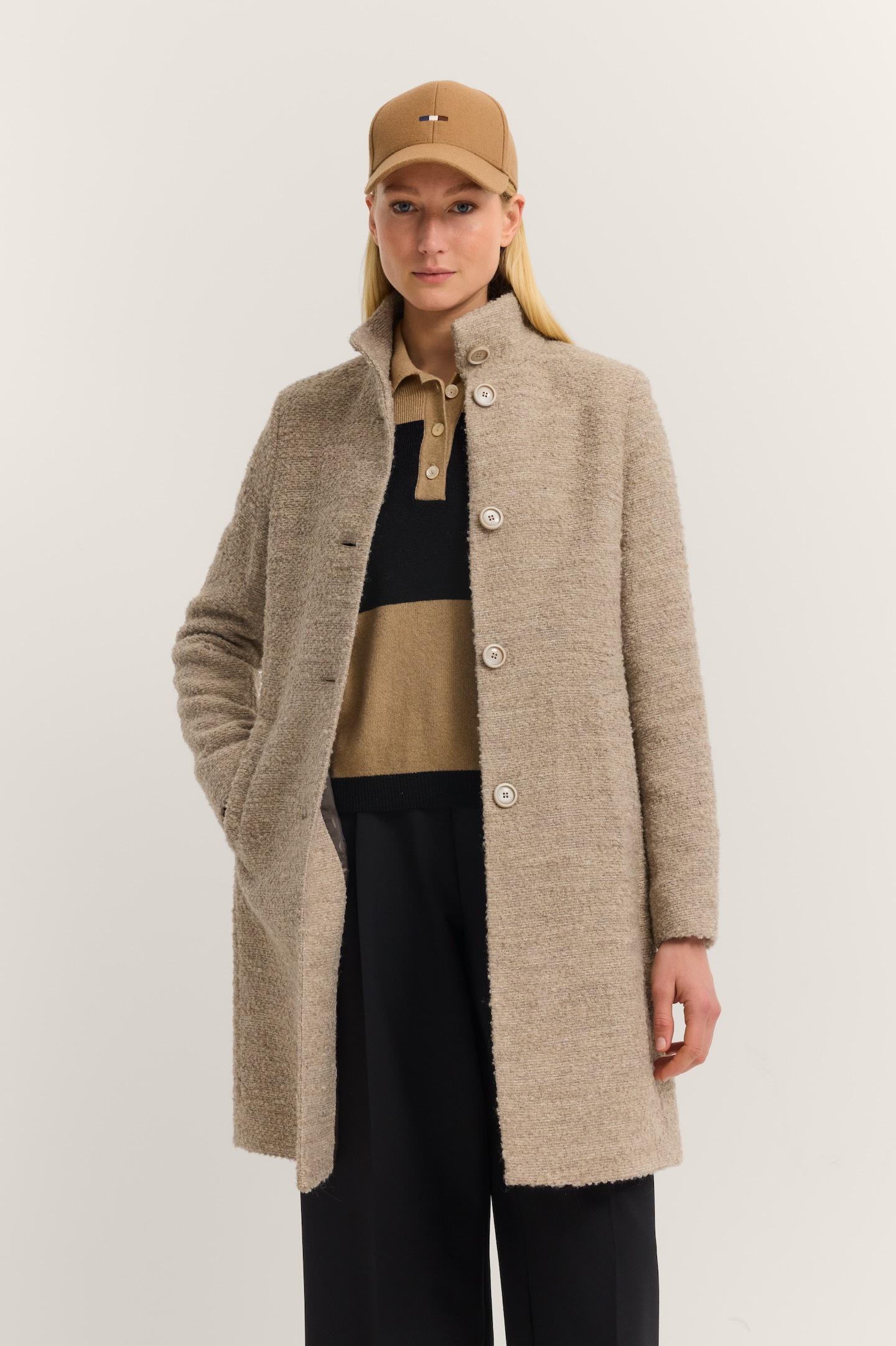 Bugatti Damen Wollmantel mit Flexcity Stretch und Stehkragen