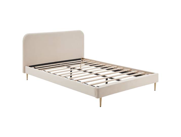 Bett Andrea beige Samt 140 x 200 cm - Bett
