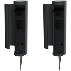 Novatool 2x Steckdosenturm 2-fach außen Anthrazit rund mit Blende IP44 mit Erdspieß Steckdose Aussen Gartensteckdose Outdoor Steckdosesäule Garten Steckdosenturm