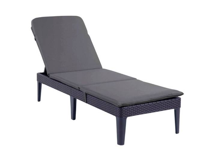 Chaise longue de jardin Jaipur Sun couleur graphite + coussin 190 x 60 cm gris