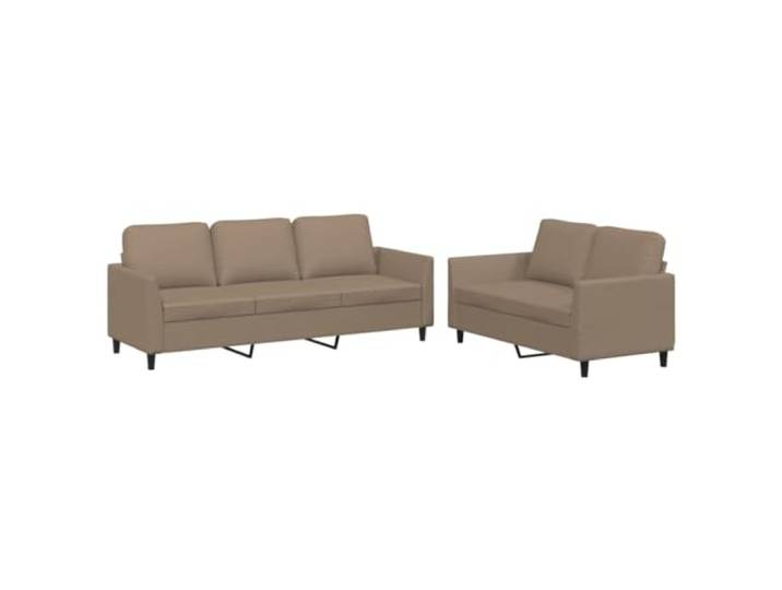 Coespram Sofagarnitur 2-teilig Kunstleder 2- und 3-Sitzer Braun Elegante Couchgarnitur fürs Wohnzimmer mit dicker Schaumstoff-Polsterung und pflegeleichter Oberfläche zum Entspannen.