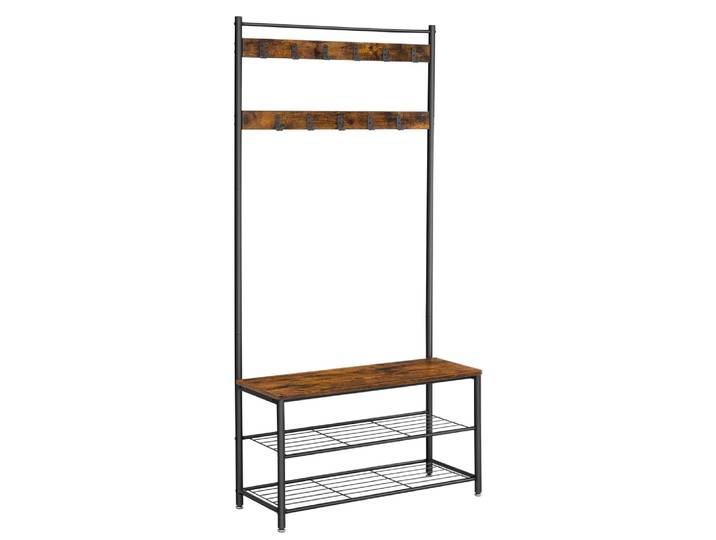 Portemanteau vestiaire avec banc 32 x 85 x 175 cm marron et noir