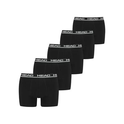 Boxershorts HEAD "HEAD BASIC BOXER 5P ECOM", Herren, Gr. XXL, schwarz, Obermaterial: 95% Baumwolle, 5% Elasthan, unifarben, körpernah, Unterhosen, mit elastischem Logobund