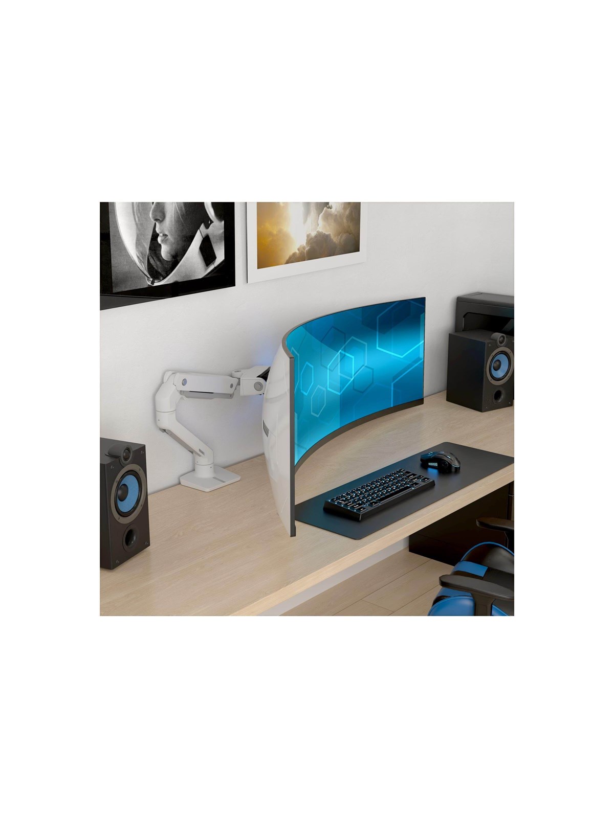 Ergotron HX mounting kit - Patented Constant Force Technology - for curved LCD display - for extreme-depth curved screens - white - Max 17 kg - recommended for 57"