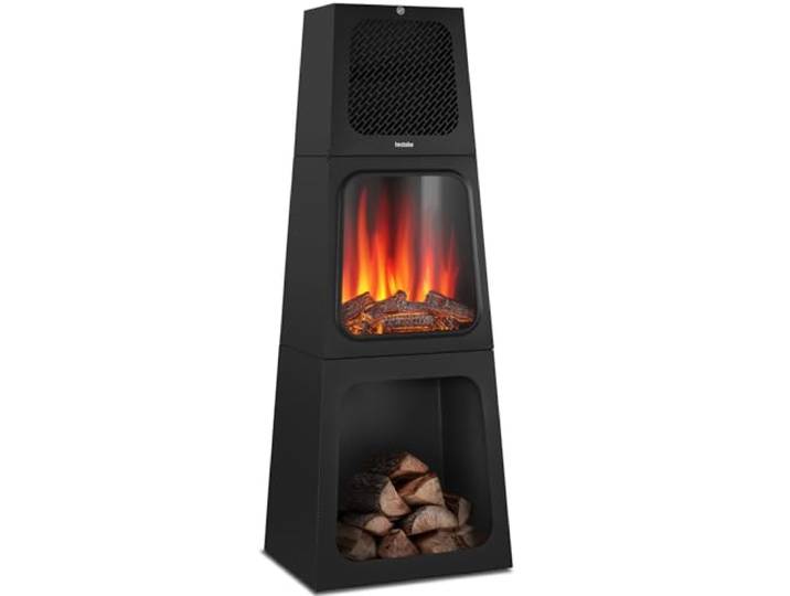 tectake® Elektrokamin mit Kaminfeuer Effekt, elektrischer Kamin mit Heizlüfter, Elektro Kamin, 2 Heizstufen 900W/1800W, Kamin mit 3D-Flammeneffekt, integriertes Thermostat, Überhitzungsschutz, schwarz