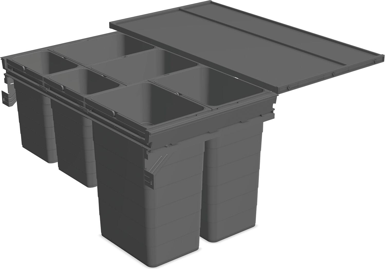 Ninka Mülltrennsystem Set eins2fünf - Einbaumülleimer 6 Fächer für KB 900/NL 500, grau