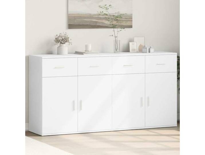 RJPLMFV Anrichte, weiß, 2 Türen, 79 x 38 x 80 cm, Holz aus Technik TV-Lowboard, Aufbewahrung für Zeitschriften und Bücher, leicht zu reinigen, Wandbefestigung erforderlich
