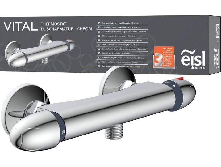 Duscharmatur EISL VITAL , silber (chrom), B:28,36cm H:6,4cm, Messing, Armaturen, Duscharmatur, mit Thermostat, Mischbatterie Dusche, Duschthermostat in Chrom