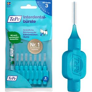 TePe Interdentalbürsten Original Blau, ISO-Größe 3, Ø 0,6 mm, für mittlere Zahnzwischenräume, 8 Stück