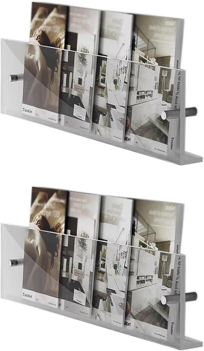 Transparante Acryl Tijdschriftenhouder Wandrek voor Literatuur Opslag - Lengte: 100 cm
