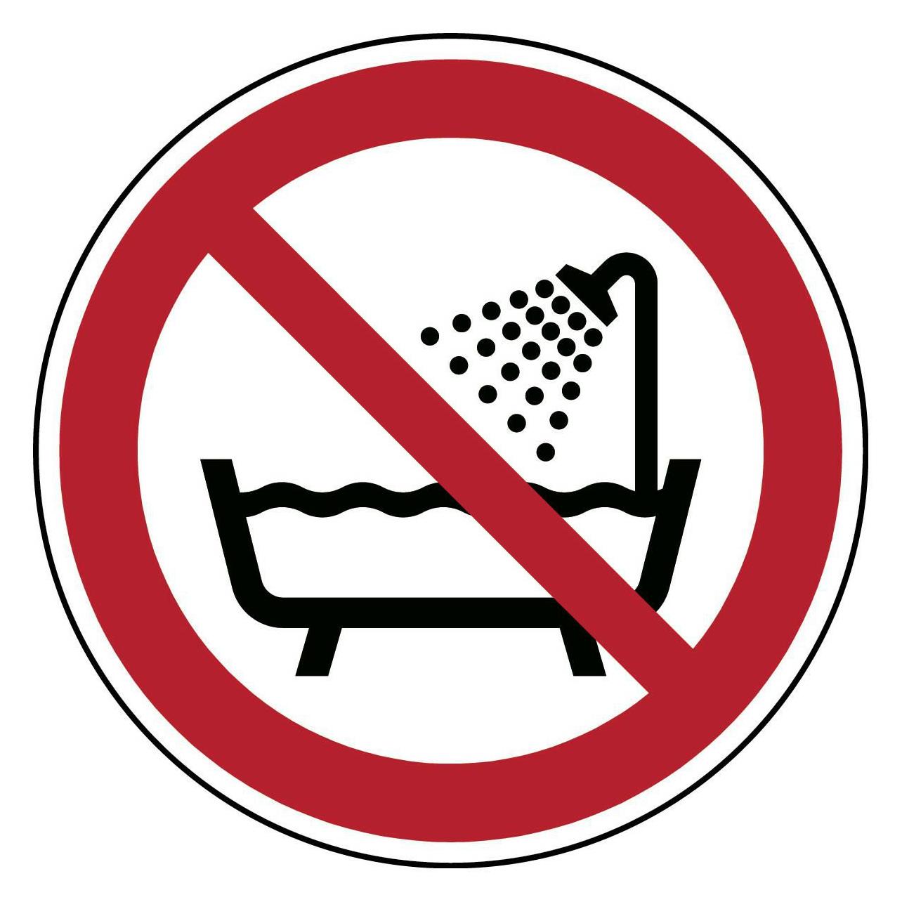 Brady ISO-Sicherheitsschild - Dieses Gerät nicht in der Badewanne, Dusche oder über mit Wasser gefülltem W (PIC P026-DIA 315-PP-CRD/1)