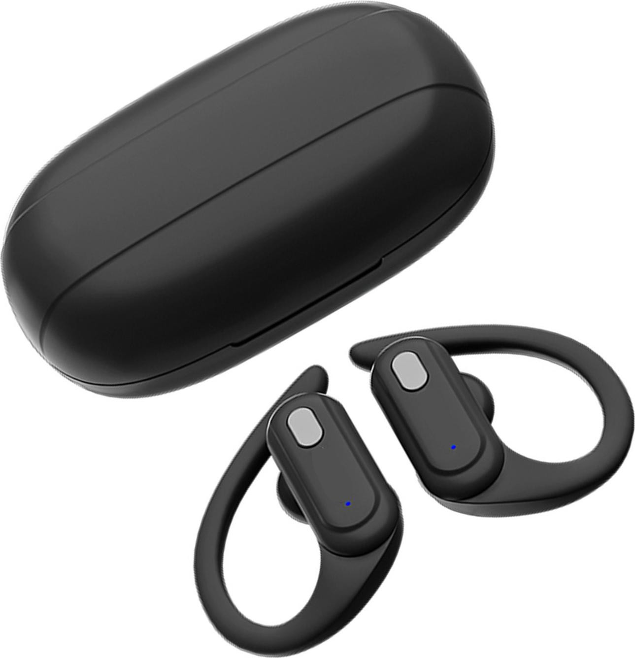Cocosity Bluetooth-oordopjes met oorhaak, waterbestendig, met ruisonderdrukking, draadloos (BT5.3), sportkoptelefoon met ingebouwde microfoon, zwart
