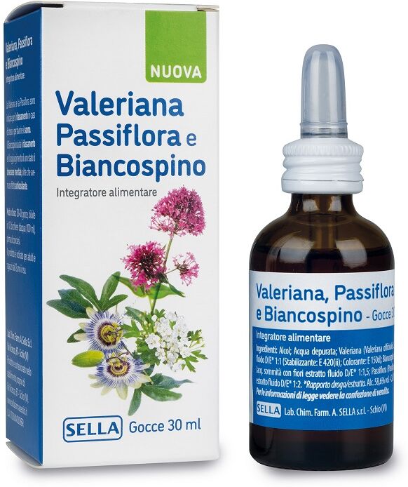 SELLA Srl Sella, Valeriana Passiflora e Biancospino, 30 ml