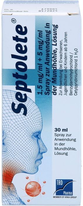 TAD Pharma GmbH SEPTOLETE 1,5mg/ml + 5mg/ml Spr.z.Anw.i.d.Mundhö. 30 ml