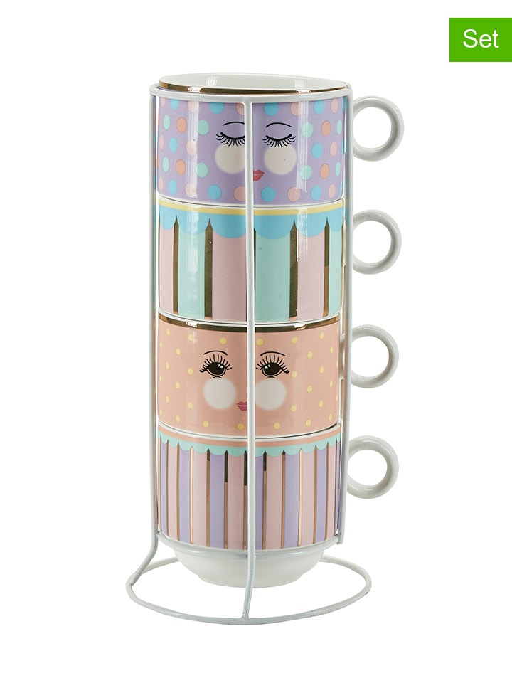 Miss Étoile 5tlg. Kaffeetassen-Set in Bunt - (H)8 x Ø 9 cm - onesize