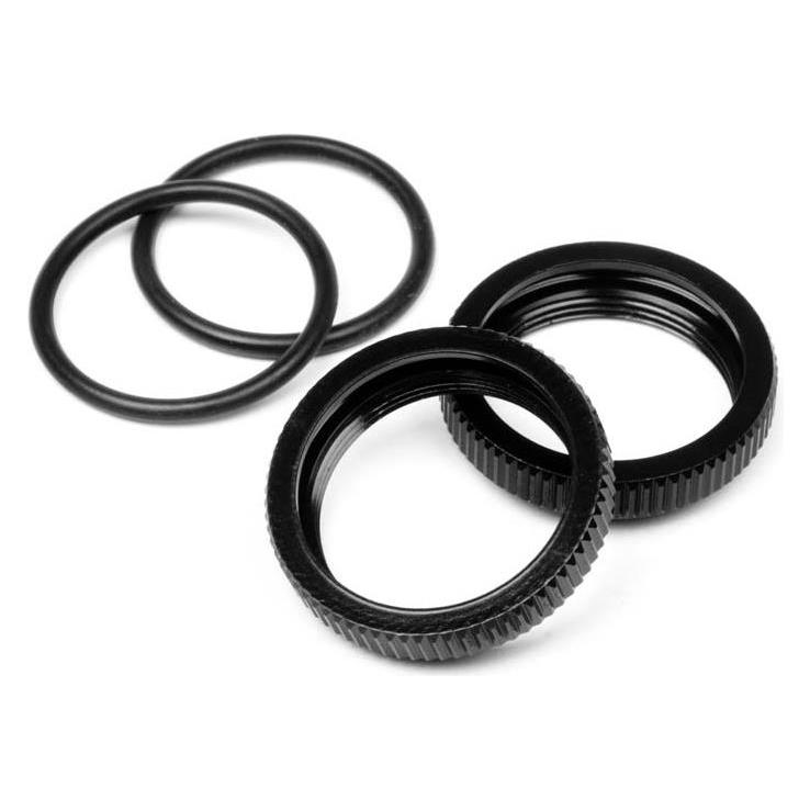 HB D8 Big Bore Shock Spring Adjust Nut (Black/2pcs) (67528)