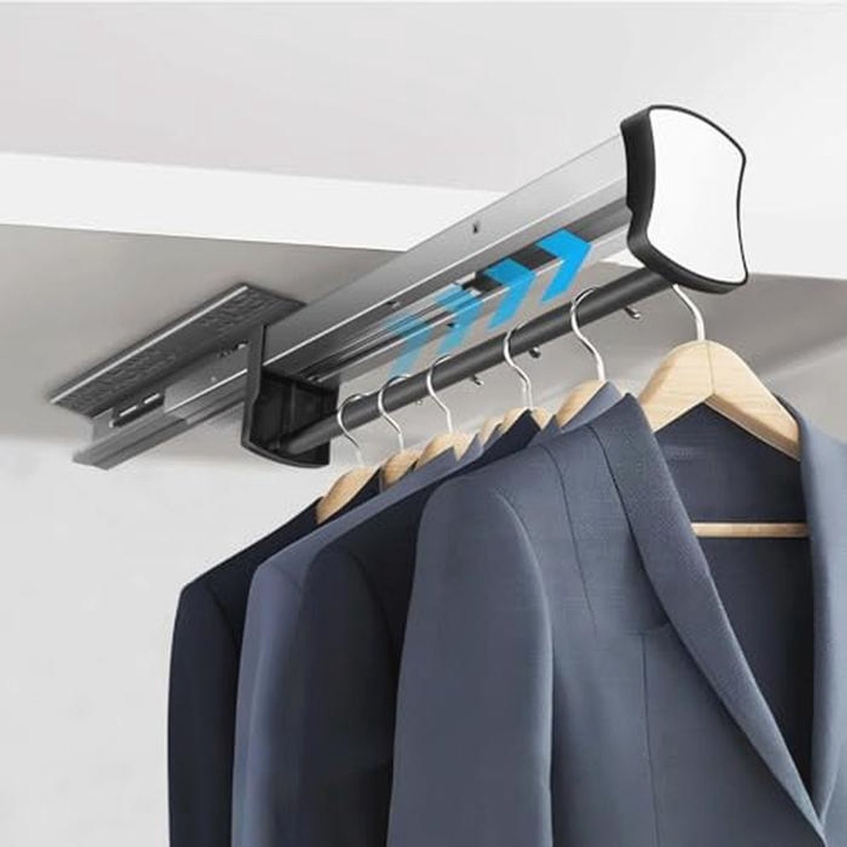 Uittrekbare kledingrail voor kledingopslag in de slaapkamer, hal, keuken of badkamer