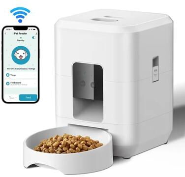 Inspired Living Smart Timed Automatic Pet Feeder With Portion Control For Cats & Dogs white Wifi Feeder