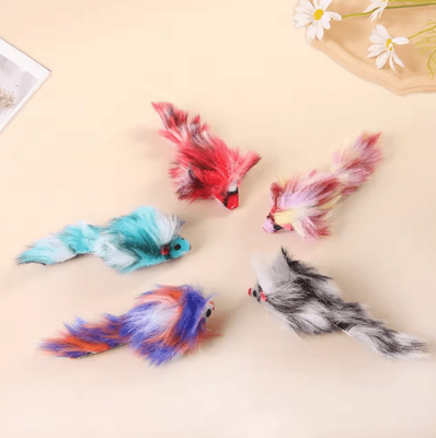 Inspire Curations Colorful Plush Mouse Cat Toys Set Interactive Hunting & Play Mice For Cats random Color 3 Pcs