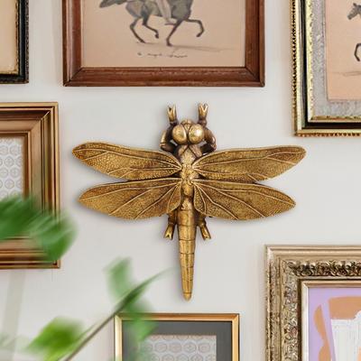 ModernMart Golden Dragonfly Wall Decor Resin Hanging Nature Art Accent Golden Dragonfly Wall Decor Resin Hanging Nature Art Accent