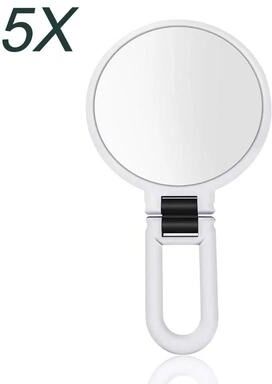 Uplift Picks Folding Magnifying Makeup Mirror 2X 5X 10X 15X Portable Travel Mirror white (5x)