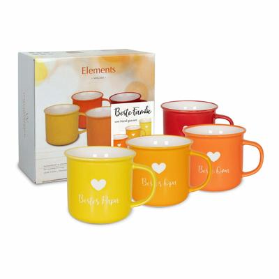 Wächtersbach Becher 4er-Set Elements - Beste Familie, Kaffeebecher, Tassen, Bone China, 380 ml, 41 5 971 0001