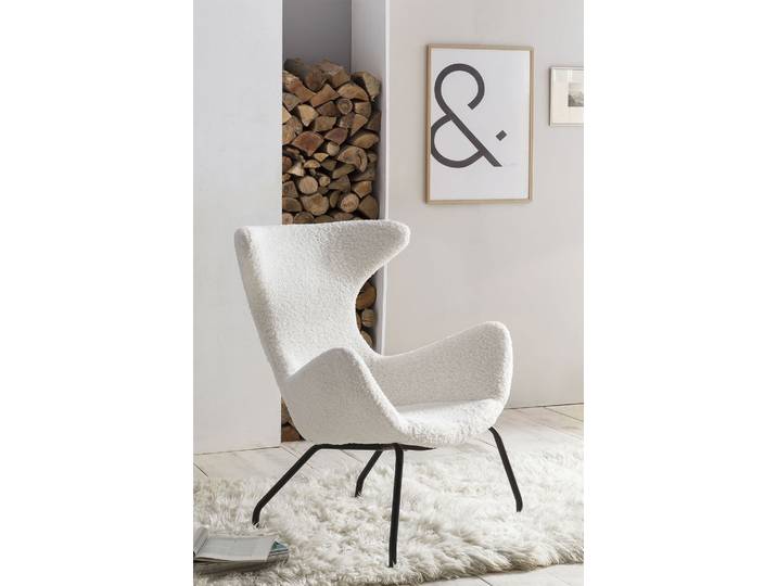 Relaxsessel SALESFEVER Komfortabler Sessel zum Entspannen , weiß, B:77cm H:95cm T:62cm, 100% Polyester, Metall, Sessel, Relaxsessel, Umhüllt von kuscheligem Teddyfell
