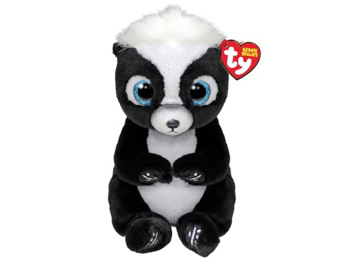 Ty Beanie Bellies T41288 - Rukus het stinkdier met blauwe glitterogen, de pluche dieren met zachte buik origineel Ty - 20 cm