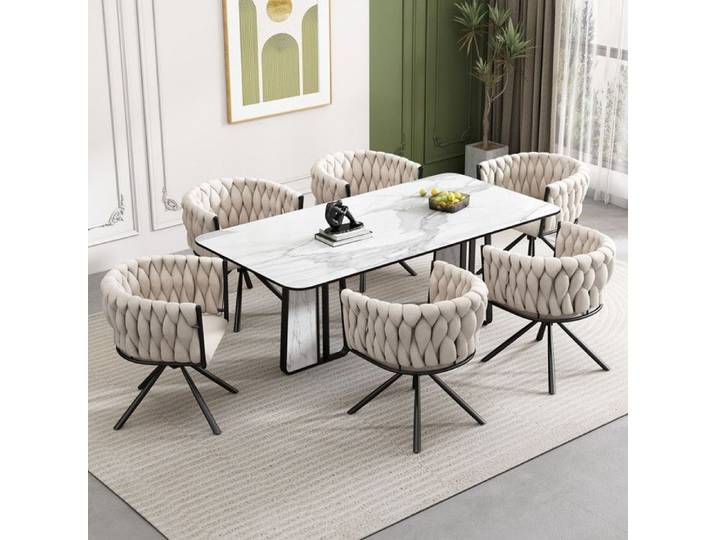 Chaise pivotante - PDZZZD - Lot de 6 - Velours beige - Design contemporain - Intérieur