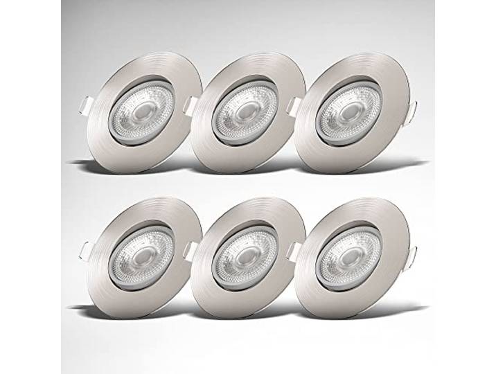 B.K.Licht I Inbouwspots I LED I voor binnen I spotjes inbouw I kantelbaar I IP23 I Ø9cm I 3.000K I 480Lm I 4,9W I zilver I inbouwspot I 6-Pack