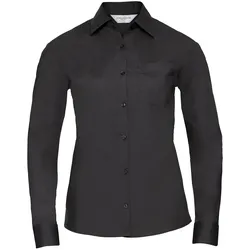 Russell Collection Klassische Baumwollmischgewebe Popeline Bluse - Langarm, french navy, 2XL