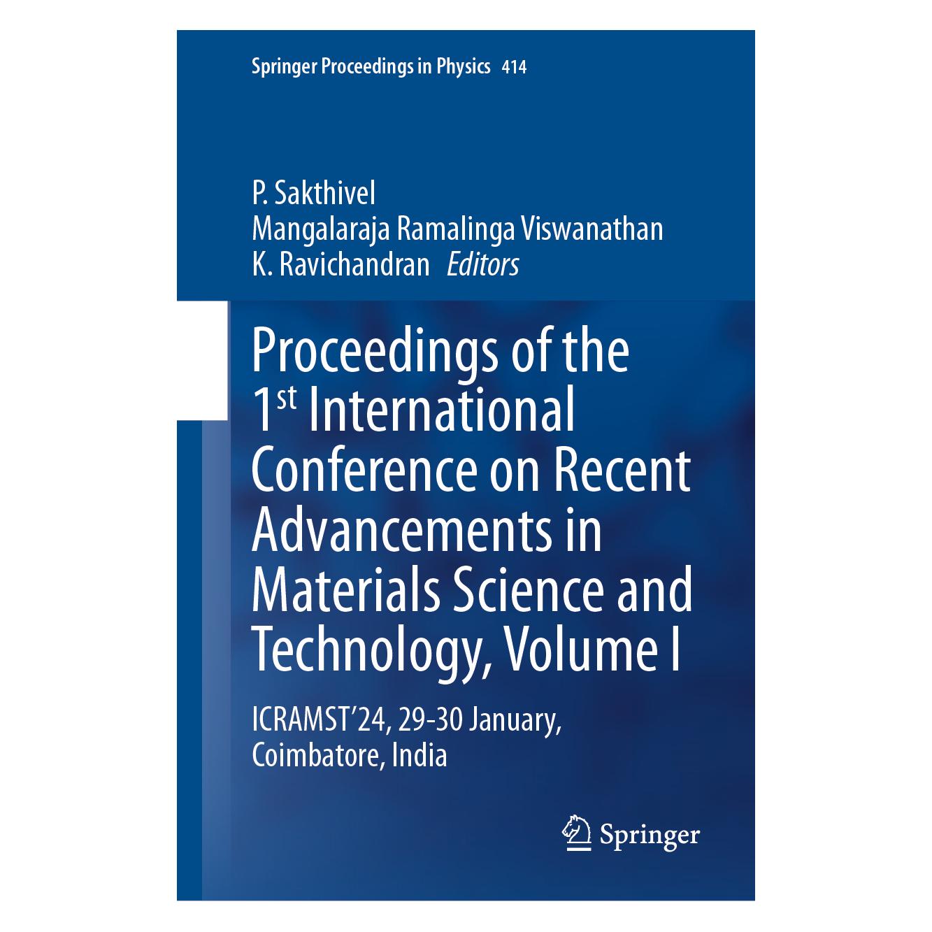 Springer Proceedings of the 1st International Conference on Recent Advancements in Materials Science and (Englisch, Hardcover, K, K. Ravichandran, Mangalaraja Ramalinga Viswanathan, Mangalaraja/Ravichandran, P. Sakthivel, Ramalinga Viswanathan) (53097826)