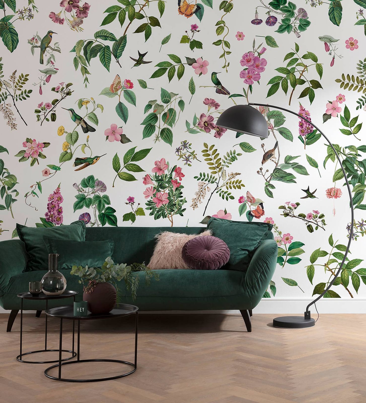 home24 Vlies-fotobehang Cottage Core Floral Country House, Multicolour/Wit, Breedte: 300 cm, Hoogte: 250 cm
