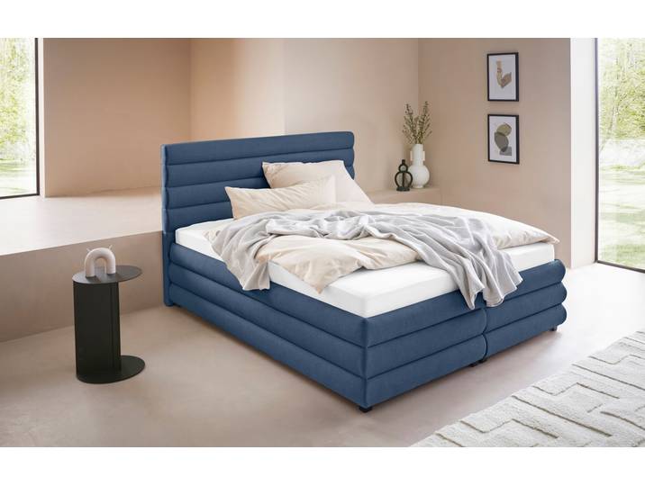 Polsterbett, Blau, 172x211 cm, 100% Polyester, Ohne Bettkasten, Modern, LeGer