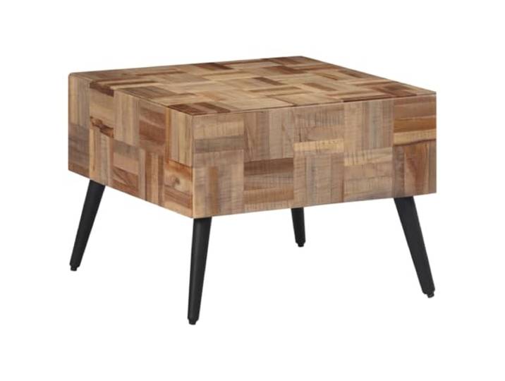 Kaorsrow Couchtisch Teakholz Grau 55x55x40 cm Sofatisch Eckig Vielseitiger Beistelltisch fürs Wohnzimmer mit stabiler Altholzplatte und unempfindlichem Metallgestell für Snacks.