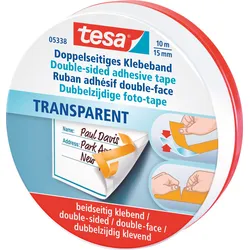 TESA 05338 - Doppelseitiges Klebeband, 10 m x 15 mm