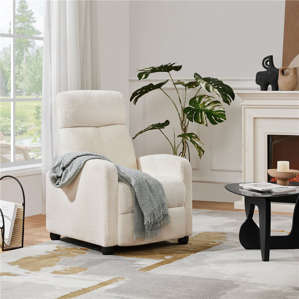Yaheetech Manual-Push Back Recliner Ivory 99.5cm H X 67cm W X 85cm D