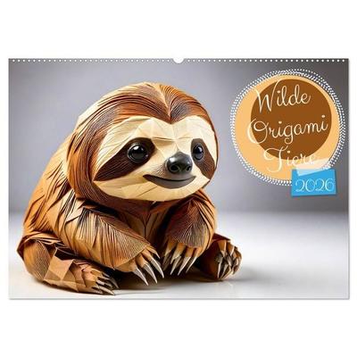 Wilde Origami Tiere (Wandkalender 2026 DIN A2 quer), CALVENDO Monatskalender