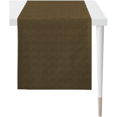 Tischläufer APELT "2701 LOFT STYLE, Uni Rips", braun (schlamm, taupe), B:44cm L:140cm, Baumwolle, Polyacryl, Polyester, Tischdecken