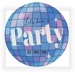 Einladungskarte 70. Geburtstag: Discokugel in Blau