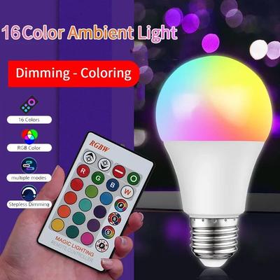 Inspired Living AuroraGlow RGB LED Light Bulb 16 Color Dimmable E27 With Remote Control AuroraGlow RGB LED Light Bulb 16 Color Dimmable E27 With Remote Control